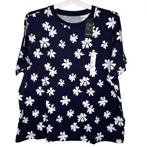 Original Use L XL navy blue short sleeve floral shirt